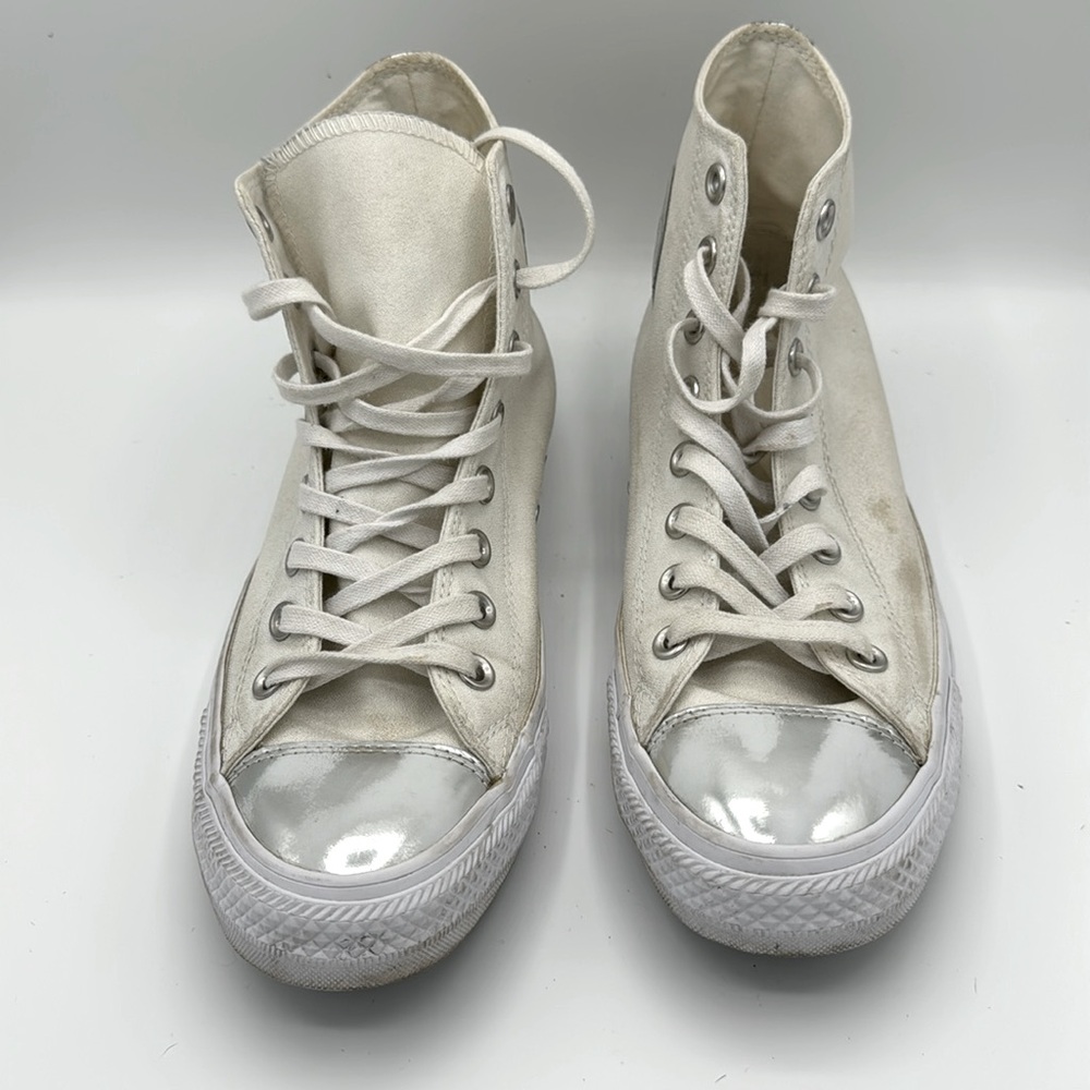 Converse CTAS‎ High Top White and Silver Metallic  W9